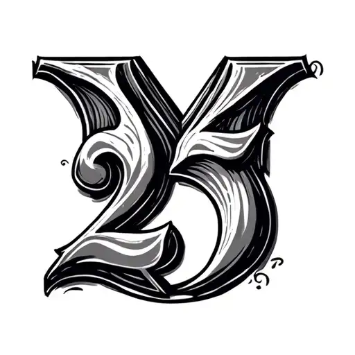 letter M and number 25 combined tattoo design idea