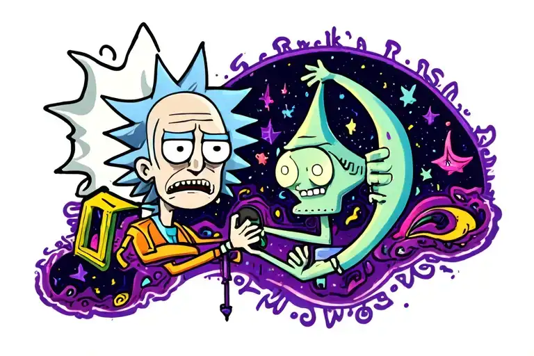 rick and morty LSD tattoo design idea