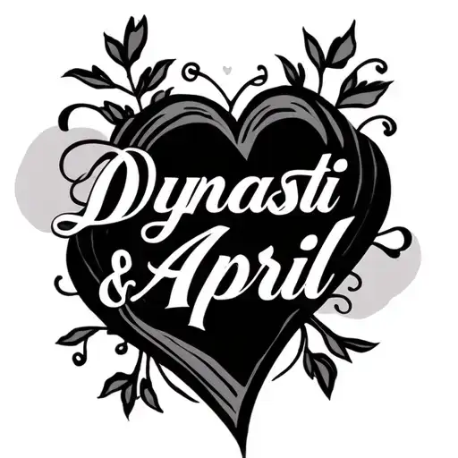 "Dynasti & April" name tattoo design hearts tattoo design idea