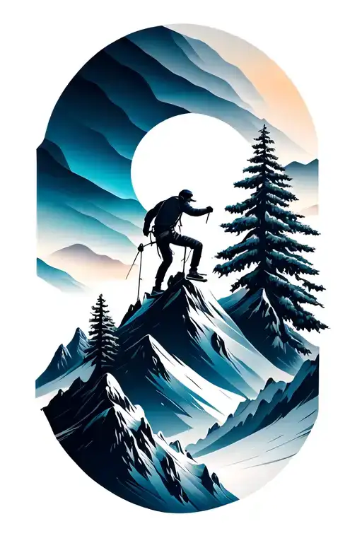 climber on mountain scene inside tattoo design idea
