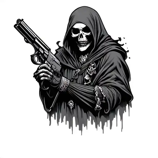 Grim Reaper With Gun tattoo design idea