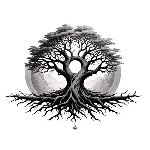 1. Yggdrasil (World Tree)Central structure rooted in the shoulder cap.Symmetrical branches reach over the collarbone tattoo design idea