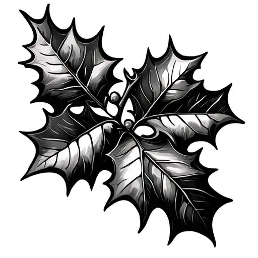holly leaf and branch representing a member tattoo design idea