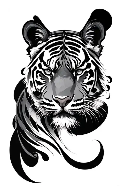 gemini twin face ,tiger, tattoo design idea