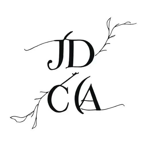 initials J D and C A in the shape of an animal tattoo design idea
