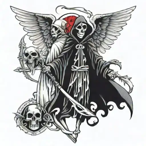 grim reaper and angel of death  tattoo design idea