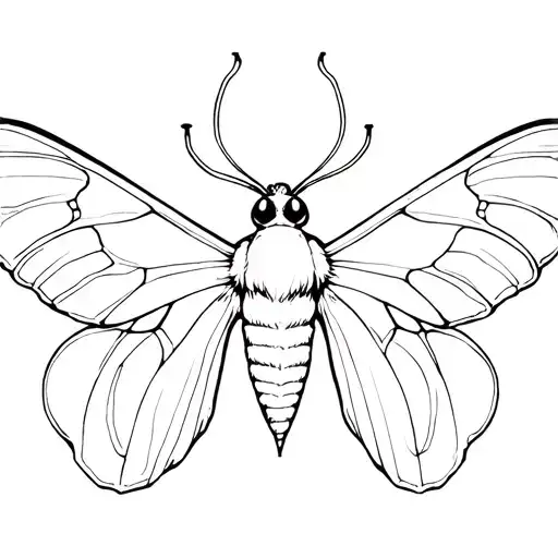 Cecropia moth outline pencil  looney tunes style tattoo design idea