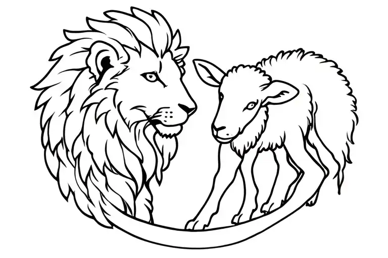 the lion fell in love with the lamb tattoo design idea