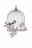 bird leaving cage with flowers tattoo tattoo design idea