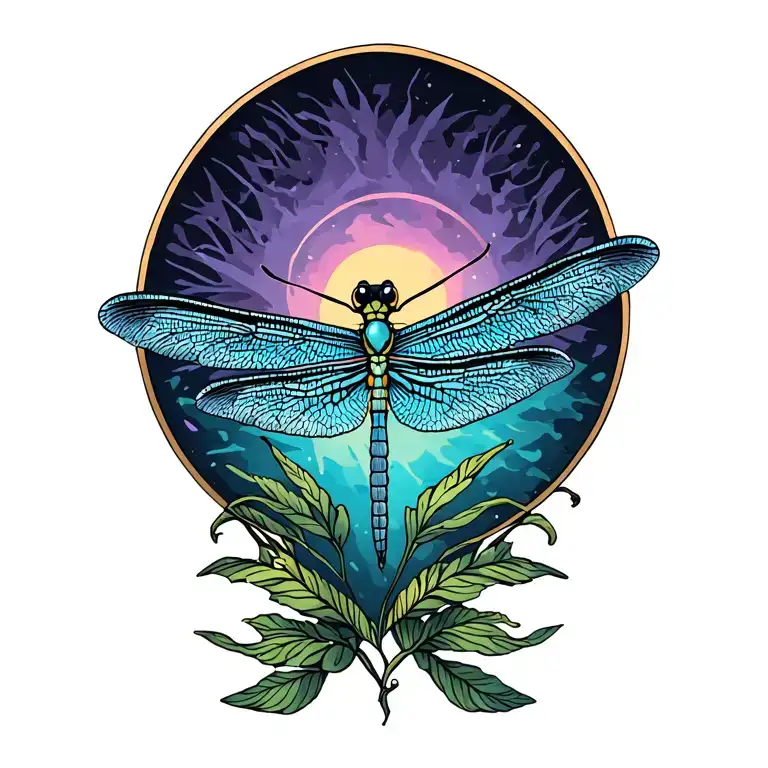 dragonfly, bird wing, circle tattoo featuring tattoo design idea