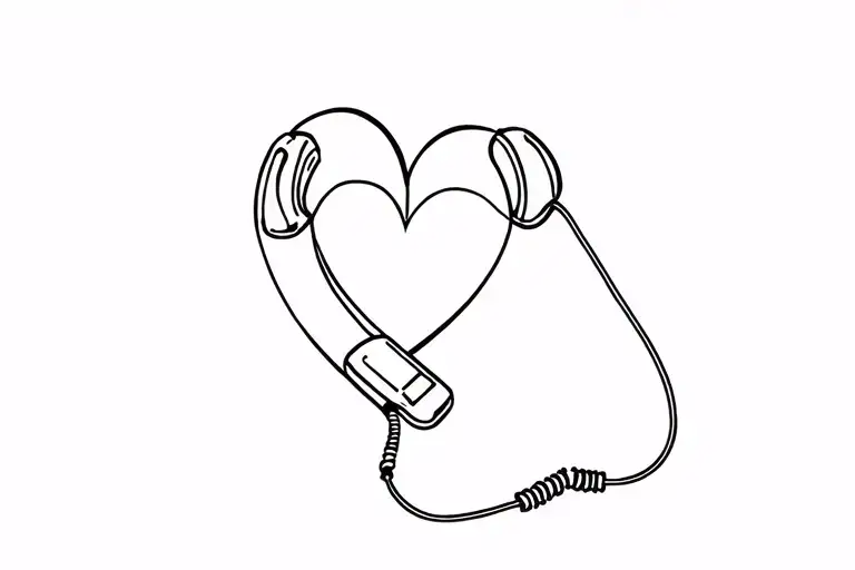 phone with cord shaped like a heart  tattoo design idea