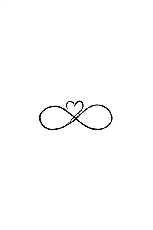 Infinity symbol with heart and family tattoo design idea