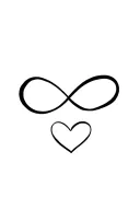 Infinity symbol with heart and family tattoo design idea
