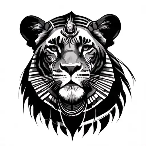 African big five and egypt tattoo design idea