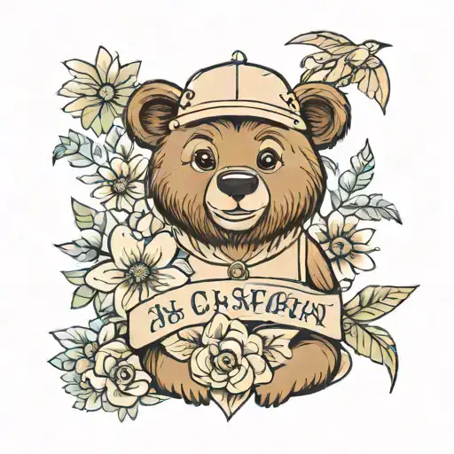 A mix of Masha and the Bear with safari for a birthday invitation tattoo design idea