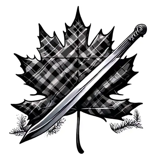 Canada, maple leaf, sword, tartan tattoo design idea