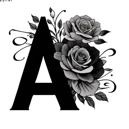 the names ;Anyela, Anderson and ashley with be written inside the letter A tattoo design idea