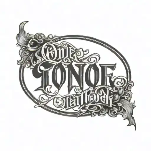 gothic lettering saying one of one tattoo design idea