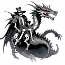 skeletal space cowboy riding a dragon tattoo design idea