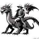 skeletal space cowboy riding a dragon tattoo design idea