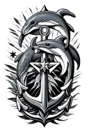 anchor, twins,star, Aboriginal elements, 3 x dolphins tattoo design idea