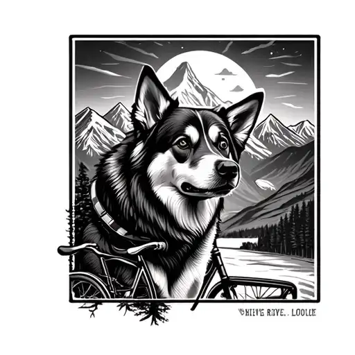 The tattoo should be meaningful, and I love mountains and bike riding, and I am a pet lover, especially dogs, so can you tattoo design idea