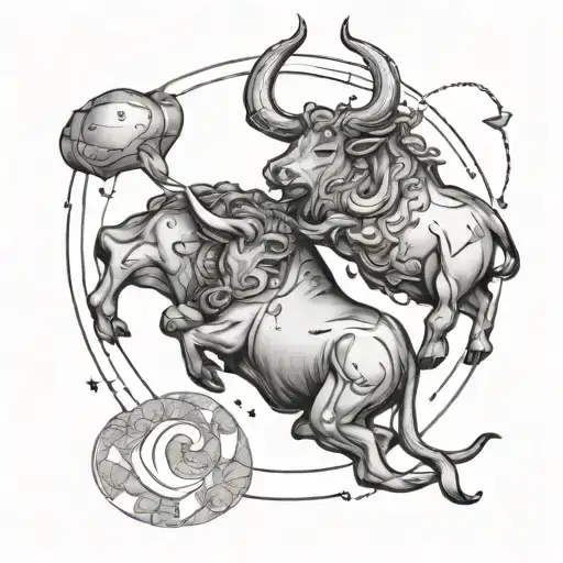 Taurus and Pisces constellation intertwined tattoo design idea