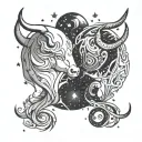 Taurus and Pisces constellation intertwined tattoo design idea