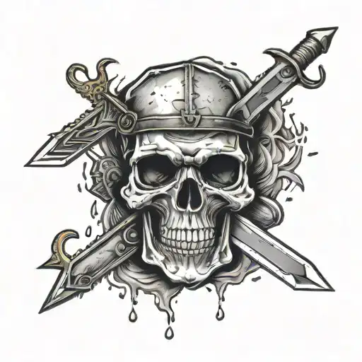 Combat medic skull with scalpel tattoo design idea