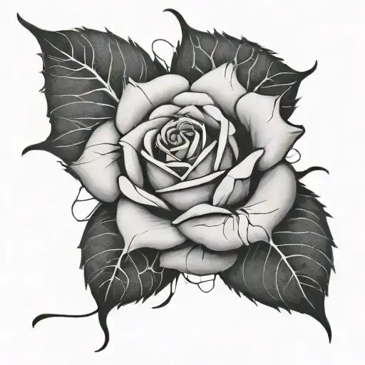 Rose in the web tattoo design idea
