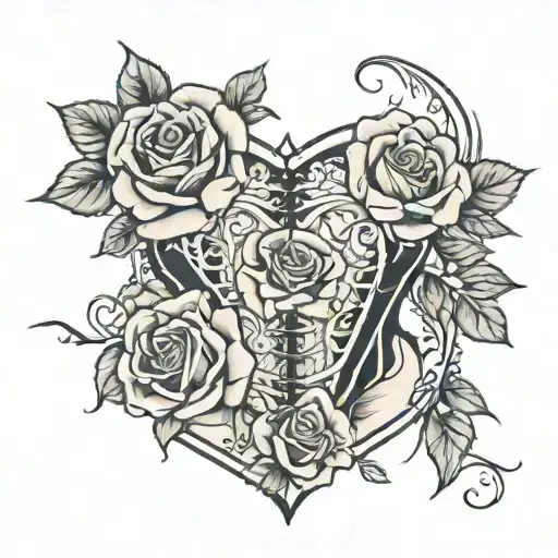 family roses corsets tattoo design idea