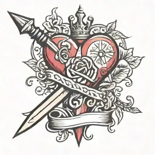dagger and heart tattoo design idea