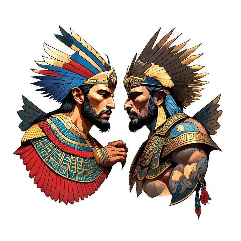 Horus vs Ares god of war tattoo design idea