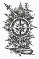 We proceeded with a trident, a submarine and a compass tattoo design idea