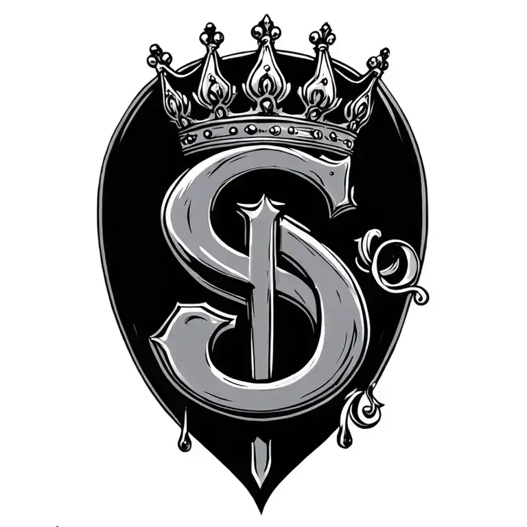 big s with crown and small b n c tattoo design idea