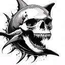 skull and shark emerging tattoo design idea