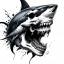 skull and shark emerging tattoo design idea