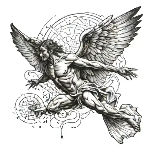 Icarus falling tattoo design idea