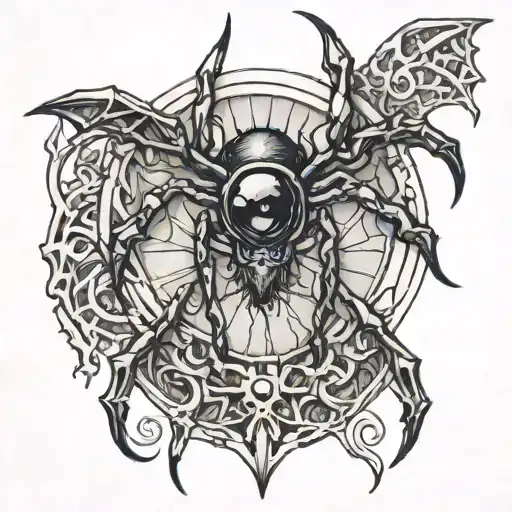 spider eyes death angel tattoo design idea