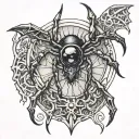 spider eyes death angel tattoo design idea