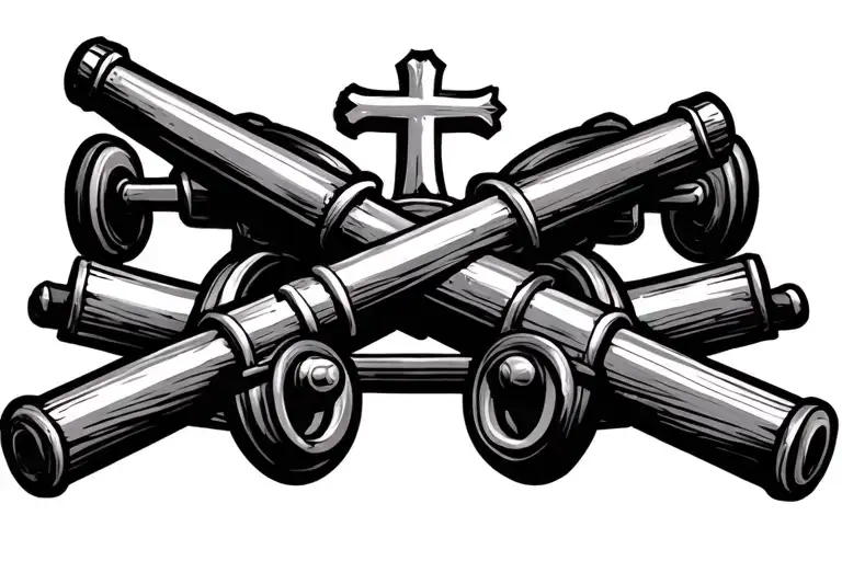 field artillery cross cannons with a crusaders cross below it  tattoo design idea