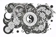 yin yang + nothing lasts forever text tattoo design idea