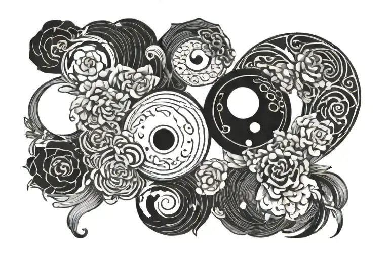 yin yang + nothing lasts forever text tattoo design idea