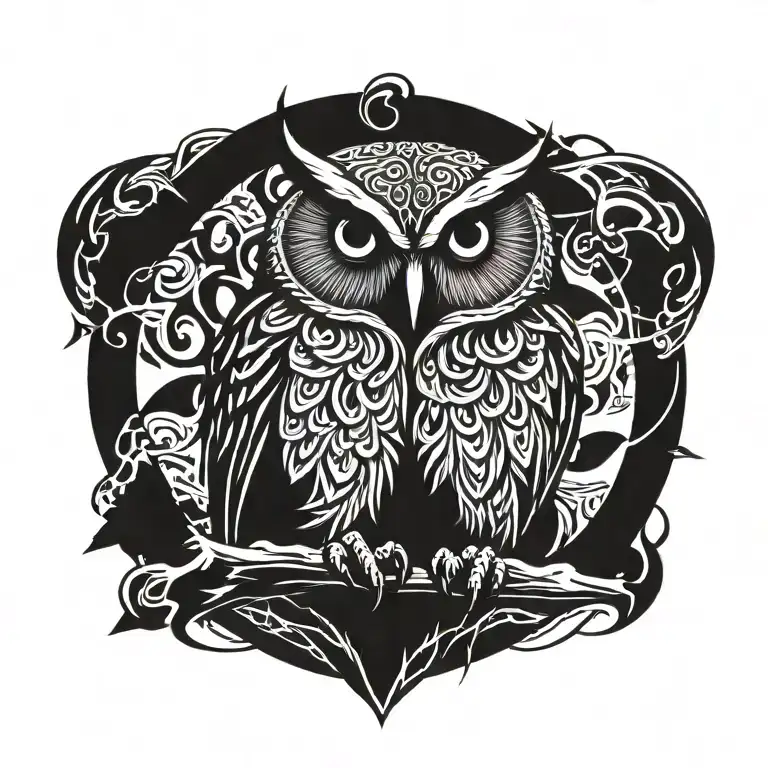 snow owl sitting tattoo design idea