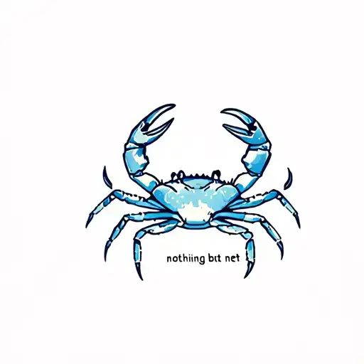 maryland blue claw crab tattoo that says “nothing but net” in it tattoo design idea