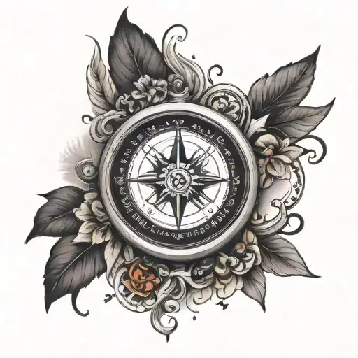 compass true north tattoo design idea