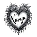 "Navya" "Navya" Heart shape like tattoo design idea