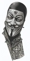 v for vendetta with rorschach watchmen mask tattoo design idea