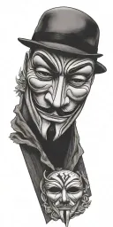 v for vendetta with rorschach watchmen mask tattoo design idea
