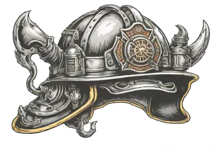 Firefighter helmet tattoo design idea